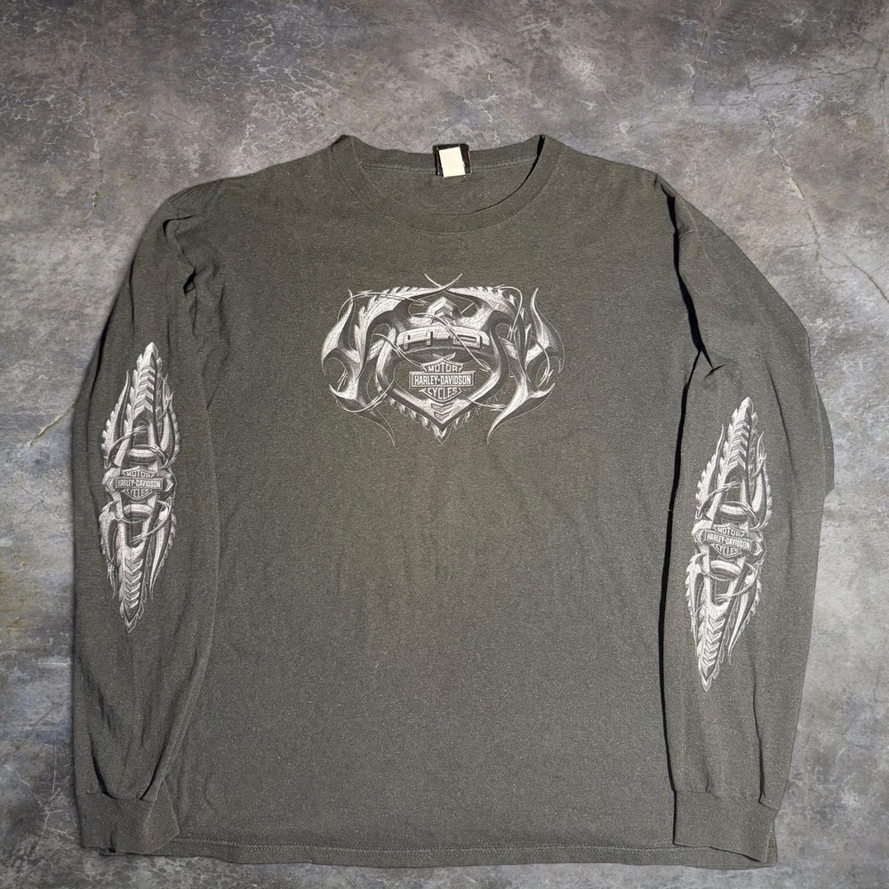 Harley-Davidson Frieze O’Fallon IL Long Sleeve Graphic Shirt 2XL Black Biker